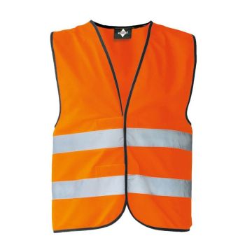 Warnweste mit schwarzem Saum, Signal-Orange, mit Klettverschluss, Größe S - 3XL, 100% Polyester