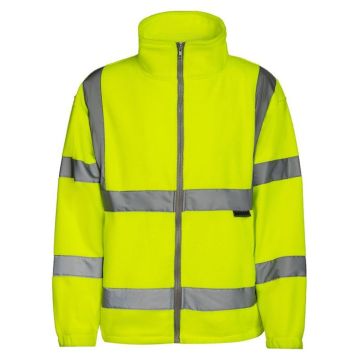 Warnschutz Hi-Vis Fleecejacke, mit Reflexstreifen, Signal-Gelb, Größe S - 5XL
