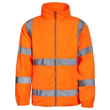 Warnschutz Hi-Vis Fleecejacke, mit Reflexstreifen, Signal-Orange, Größe S - 5XL