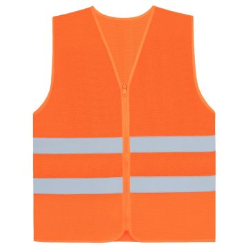 Mesh Warnweste, Sommerweste, Comfort-Fit, orange, mit Reißverschluss und zwei Reflexstreifen