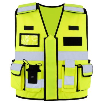 Signalweste, Einsatzweste, gelb, Gr. M/XL, Größenverstellbar, Multifunktional mit Taschen