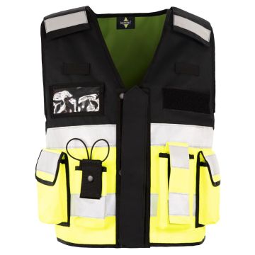 Signalweste, Einsatzweste, gelb/schwarz, Größenverstellbar, Multifunktional mit Taschen