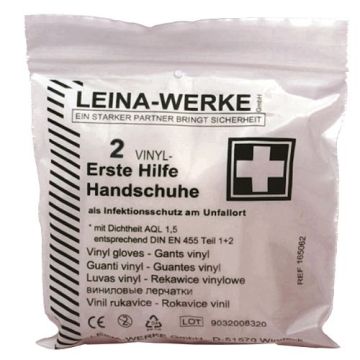 Erste Hilfe Handschuhe aus Vinyl, 10 Paar einzeln verpackt