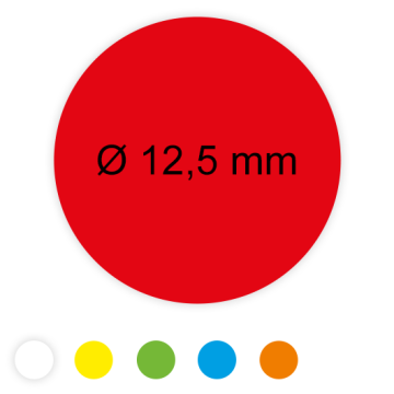 Farbige Etiketten aus Papier, Klebepunkte, auf Rolle, 12,5 mm, verschiedene Farben