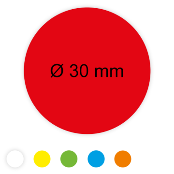 Farbige Etiketten aus Papier, Klebepunkte, auf Rolle, 30 mm, verschiedene Farben