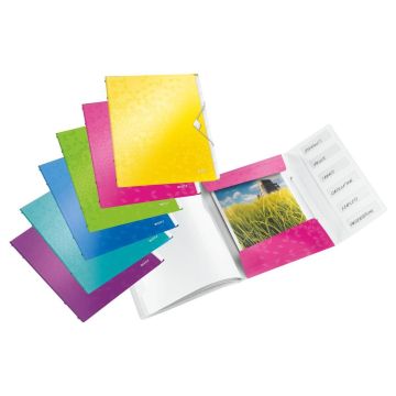 Leitz WOW Ordnungsmappe mit 6 Fächer, bis 200 Blatt, verschiedene Farben, je 4 Stück