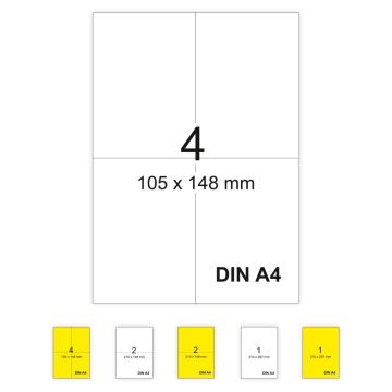 Perforierte Etiketten für Laserdrucker, Papier, weiß oder gelb