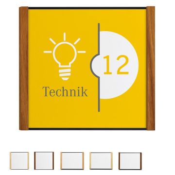 Türschild LMH 25 Studioline, Rahmen Aluminium schwarz eloxiert und Holz