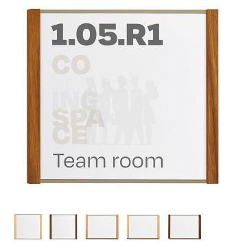 Türschild LMH 25 Studioline, Rahmen Aluminium bronze eloxiert und Holz