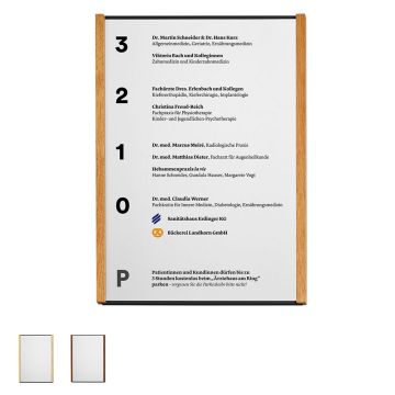 Wegweiser LMH 25 Studioline, Rahmen Aluminium schwarz eloxiert und Holz