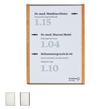 Wegweiser LMH 25 Studioline, Rahmen Aluminium bronze eloxiert und Holz