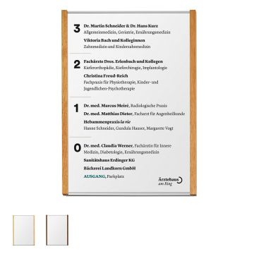 Wegweiser LMH 25 Studioline, Rahmen Aluminium silber eloxiert und Holz