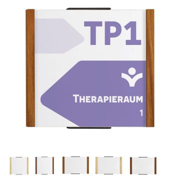 Türschild LMH 39 Studioline mit seitlichem Holzrahmen mit Kappen