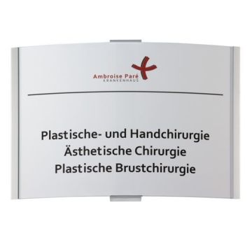 Wegweiser FRANKFURT mit Halter + Abdeckscheibe, DIN A3, Alu silber eloxiert,