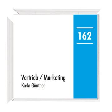 Türschild MADRID PLUS, White Line, entnahmesicher weiß lackiert, 150 x 150 mm, selbstklebend