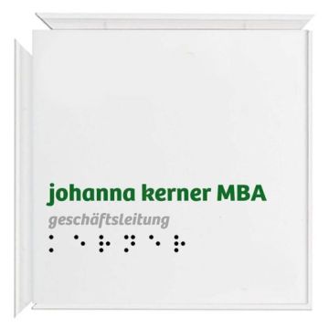 Türschild MADRID PLUS, White Line, barrierefrei weiß lackiert, 150 x 150 mm, selbstklebend