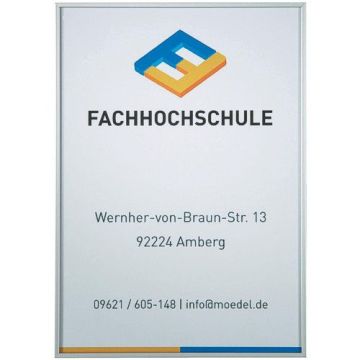 Wegweiser MADRID, Hochformat + Abdeckung, Rahmen aus Aluminium, silber eloxiert,