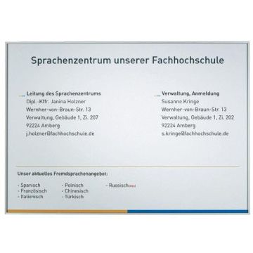 Wegweiser MADRID Querformat + Abdeckung, Rahmen aus Aluminium, silber eloxiert,