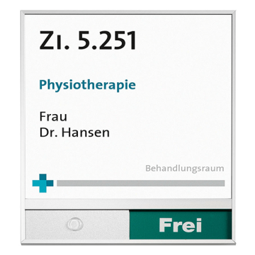 Türschild MADRID Silver Line mit Frei/Belegt Anz. Rahmen, Aluminium, silber eloxiert, 150,5x182,5 mm