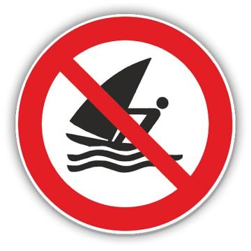 Verbotsschild, Windsurfen verboten, ISO 7010, DIN 4844-2, Aluminium, d = 400 mm