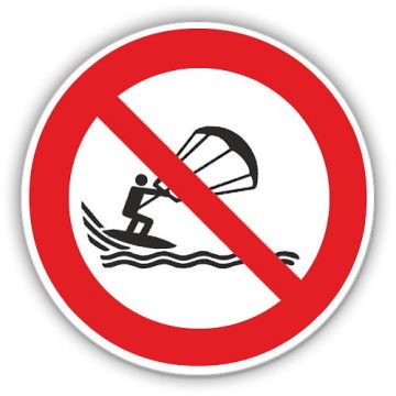 Verbotsschild, Kitesurfen verboten, ISO 7010, DIN 4844-2, Aluminium, d = 400 mm