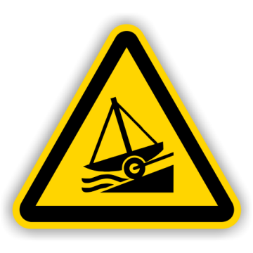Warnschild, Warnung vor Slipanlage, DIN 4844-2, ISO 7010, Aluminium, SL = 400 mm
