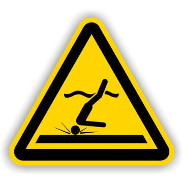 Warnschild, Warnung v. flachem Wasser (Kopfsprung) DIN 4844-2, ISO 7010, Aluminium, SL = 400 mm