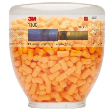 3M Gehörschutzstöpsel Serie 1100, 37 dB, Refill Aufsatz für OneTouch Spender, 500 Paar