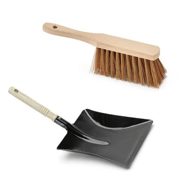 Kehrset, Industriehandfeger, Poly-Kokos, 28 cm, Kehrschaufel Metall lackiert mit Holzgriff