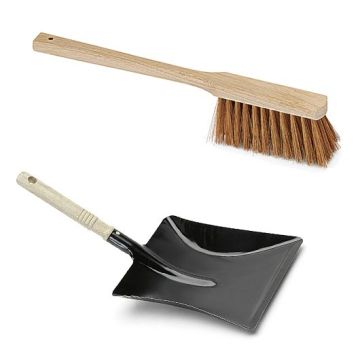 Kehrset, Industriehandfeger Poly-Kokos, 43 cm Kehrschaufel Metall lackiert mit Holzgriff