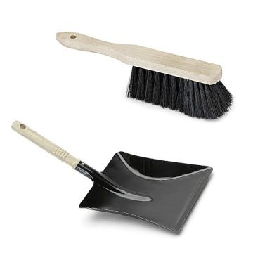 Kehrset, Industriehandfeger, Qualitätsmischung 28 cm, Kehrschaufel Metall lackiert mit Holzgriff