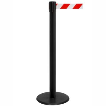RS-Guidesystems Gurtpfosten GLA 28, Kunststoff schwarz, Gurtband rot/weiß, 4 m