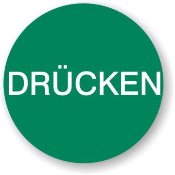 Hinweisschild m. Piktogramm, DRÜCKEN, Aufkleber, Folie,