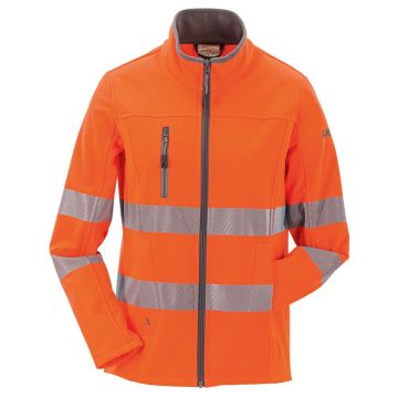 Planam Norit Warnschutz Damen Pure Softshelljacke, Arbeitsjacke, 5915, orange, Größe 36 bis 54