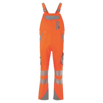 Planam Norit Warnschutz Herren Latzhose, Arbeitshose, 5930, orange/grau, Größe 24 bis 110