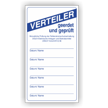Prüfnachweisaufkleber für Baustromverteiler nach DGUV Vorschrift 3