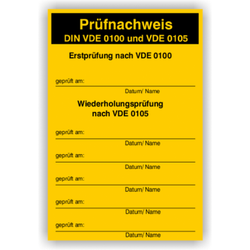 Prüfnachweisaufkleber für Sicherungskästen
