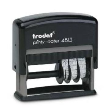 Trodat Printy 4813 Datumstempel mit Wunschtext 26 x 9 mm, Stempelfarbe schwarz