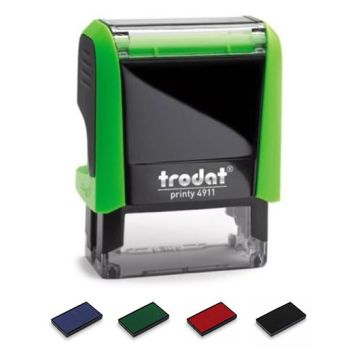 Stempel Trodat Printy 4911, Abdruckfläche 37 x 14 mm, 4 Zeilen, Gehäuse grün