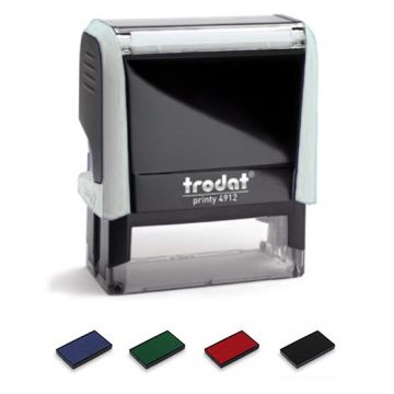 Stempel Trodat Printy 4912, Abdruckfläche 47 x 18 mm, 5 Zeilen,  Gehäuse weiß