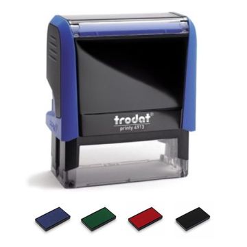 Stempel Trodat Printy 4913, Abdruckfläche 58 x 22 mm, 5 Zeilen, Gehäuse blau
