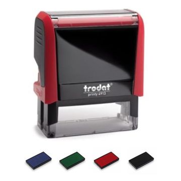 Stempel Trodat Printy 4913, Abdruckfläche 58 x 22 mm, 5 Zeilen,  Gehäuse rot