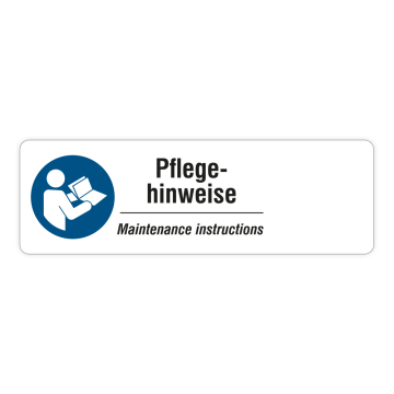 DIN A4 Etikettenbögen mit professionellem Vordruck "Pflegehinweise" und Freifeld für Ihren QR-Code