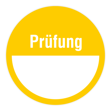 Haftetiketten, Prüfung, Farbe gelb