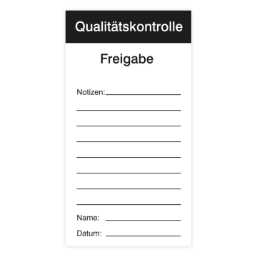 Qualitätsaufkleber, Qualitätskontrolle Freigabe, 80 x 150 mm, Papier, schwarz