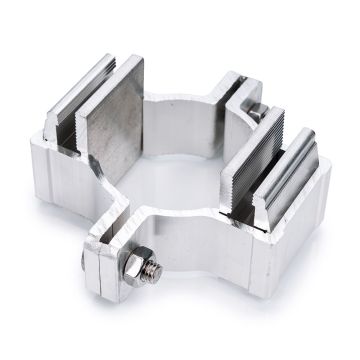 Alform Doppelklemmschelle, Klemmklotz 40 mm, Rohrpfosten-Ø 76,1 mm, Aluminium, nach IVZ-Norm