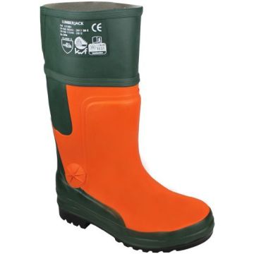 Lumberjack Forstgummistiefel SB, grün/orange, Sägeschutzklasse 3,