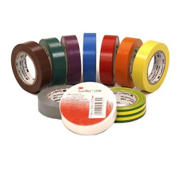 Elektro-Isolierband "3M", Temflex, selbstklebend, PVC, verschiedene Farben, 5 Rollen