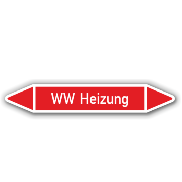 Rohrleitungskennzeichen WW Heizung nach DIN 2403, in verschiedenen Ausführungen