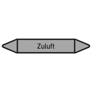Rohrleitungskennzeichen Zuluft nach DIN 2403, in verschiedenen Ausführungen